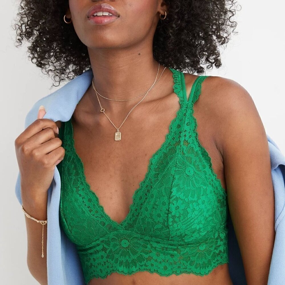 NWT Aerie Fa La Lace Padded Bralette in Green Alpine - Size: Small